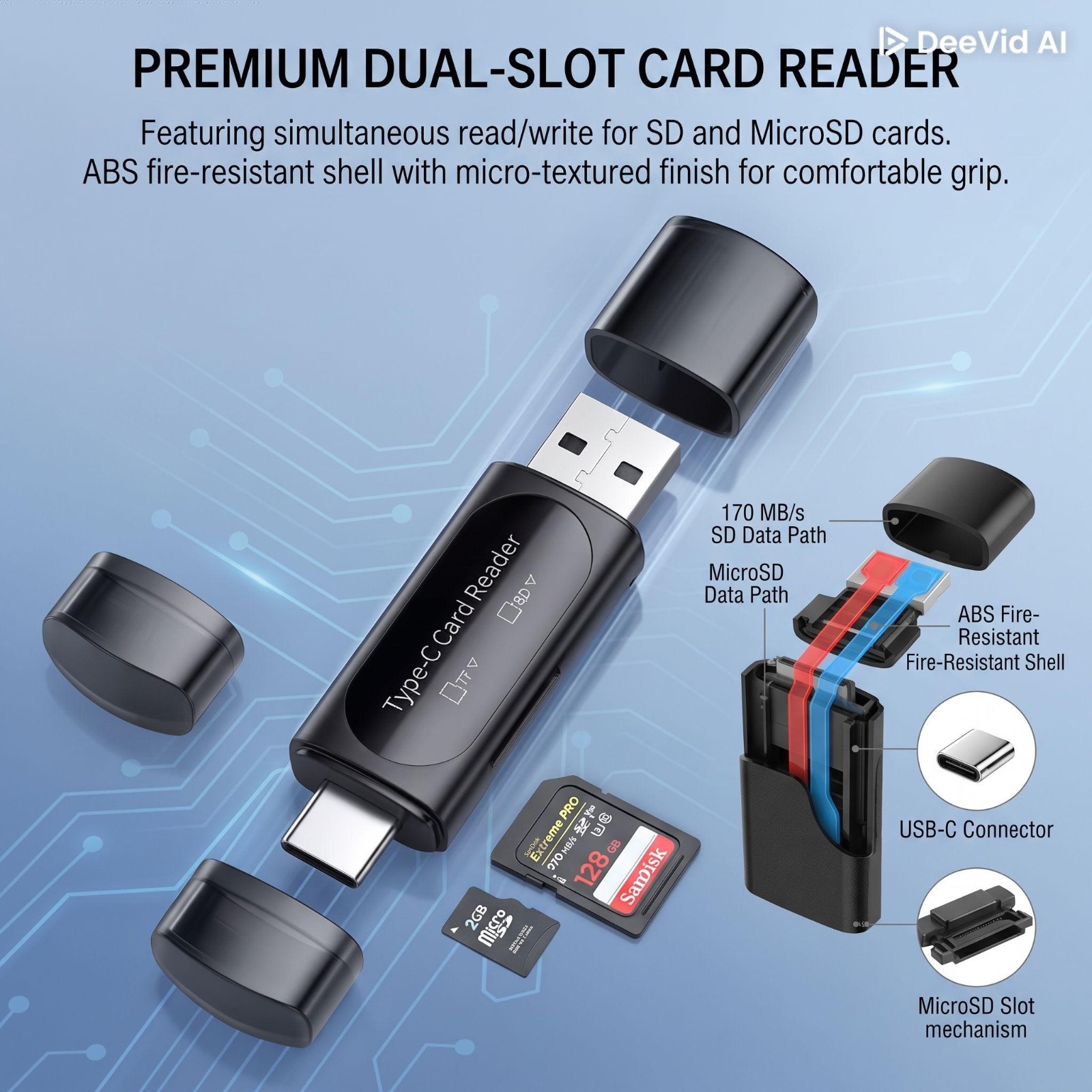 USB 3.0 SD Micro SD TF Card Reader Adapter Memory Card Reader for PC Laptop US