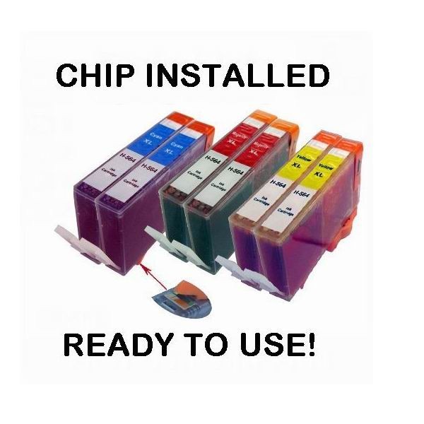 6 Compatible for HP 564 XL Color Ink Cartridges for HP Deskjet 3070a 3520 3521