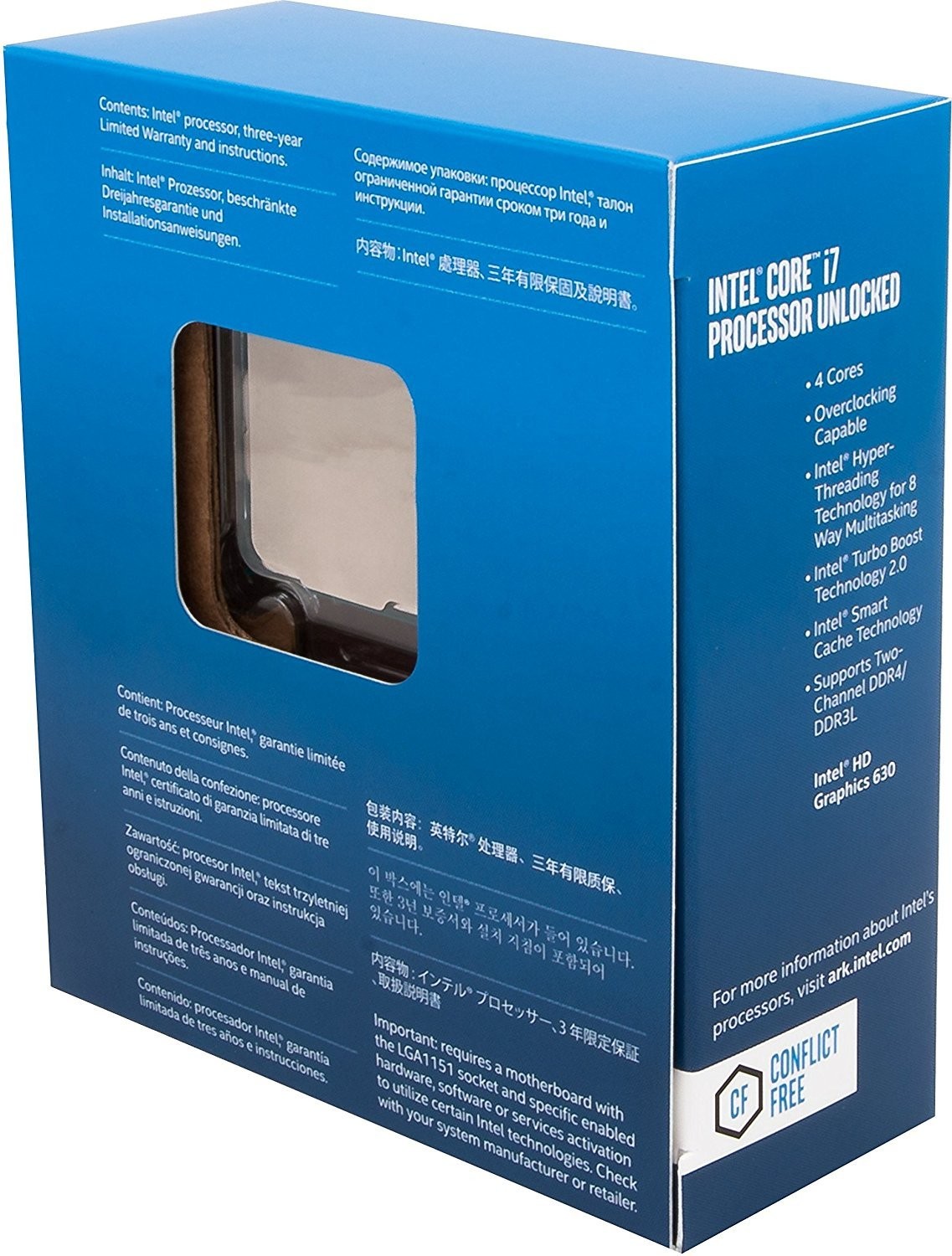Intel Core i7-7700K Unlocked Processor 8M Cache, up to 4.50 GHz, Quad-Core Kaby