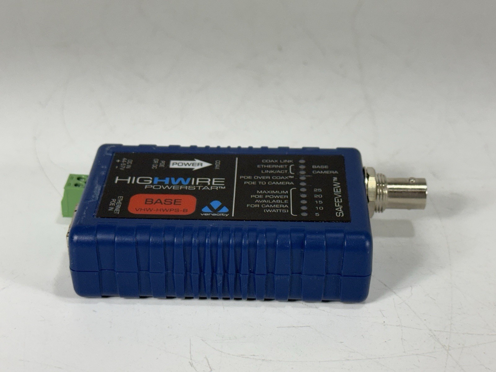 Veracity VHW-HWPS-B HIGHWIRE Powerstar Ethernet & PoE Over Coax BASE Unit