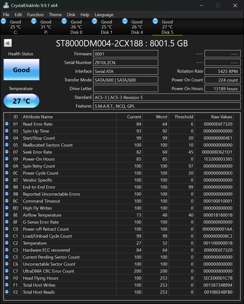 Seagate Barracuda 8 TB, Internal 3.5″ Desktop Hard Drive 5400rpm (ST8000DM004)