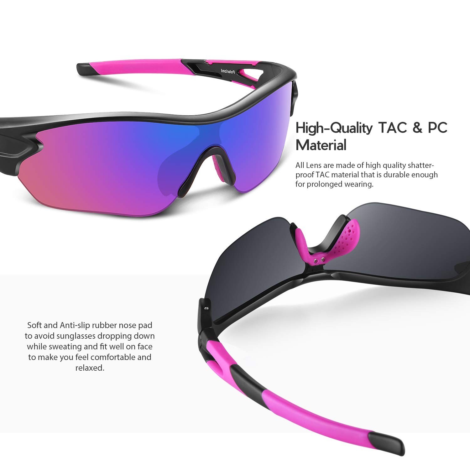 BEACOOL Polarized Sports Sunglasses for Men Women Youth Baseball Cycling Runn…