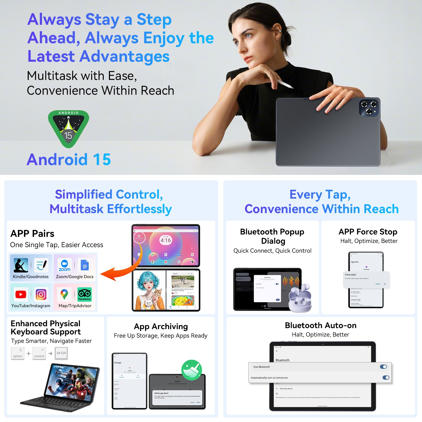 TABWEE W90 Android 15 Tablet 11″24GB RAM+256GB ROM 2TB TF T615 Octa-Core 8000mAh