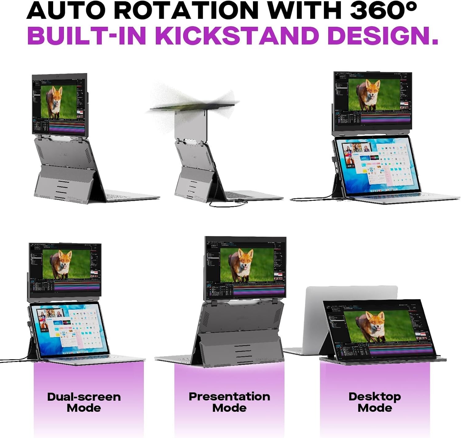 Mobile Pixels 15.6″ Duex Float Portable Stacked Touchscreen Monitor 101-1011P01