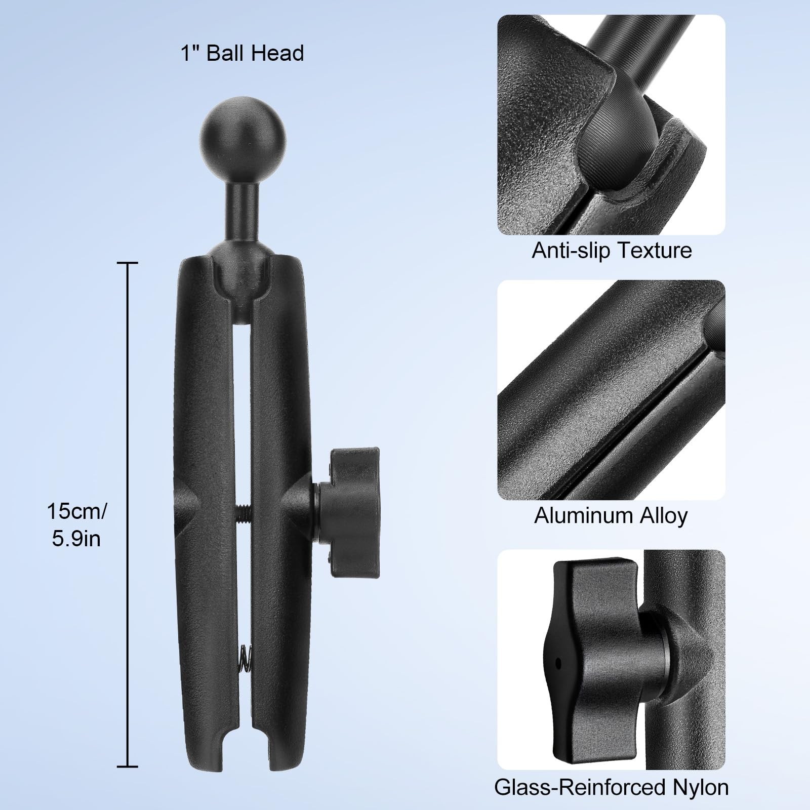 EEEKit Double Socket Arm with 1″ Ball Compatible RAM B One Size, Black