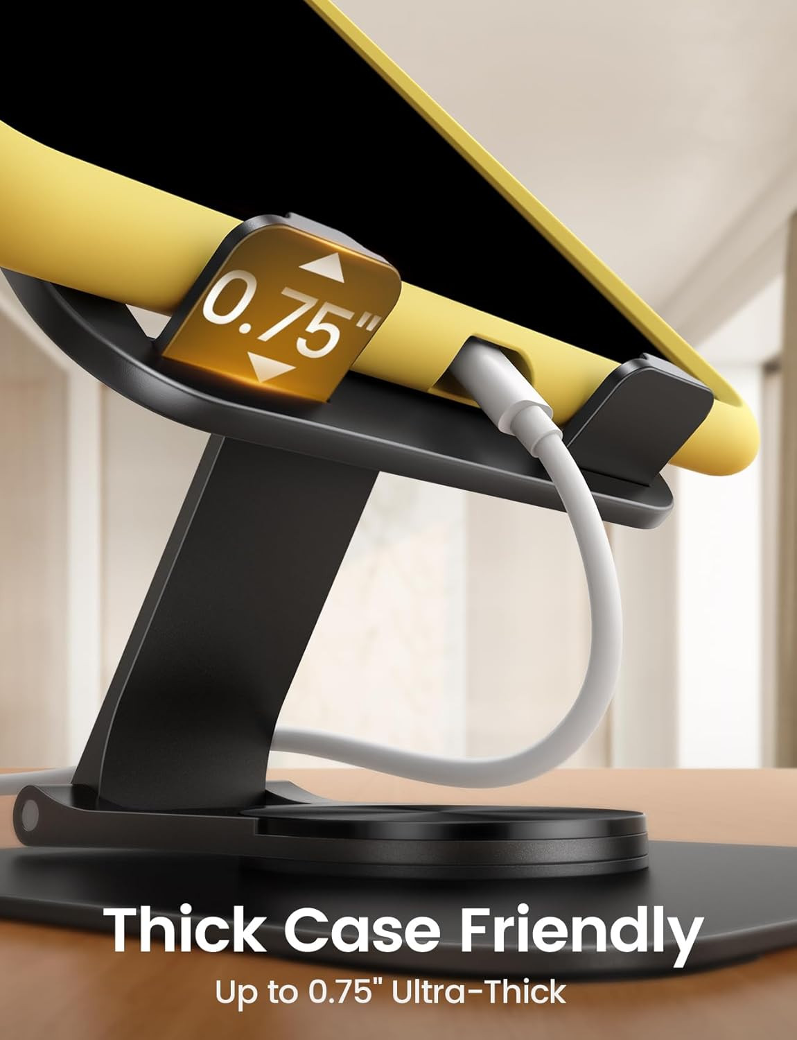 Adjustable Ipad Stand for Desk – [Ultra-Slim Foldable][360°Rotation