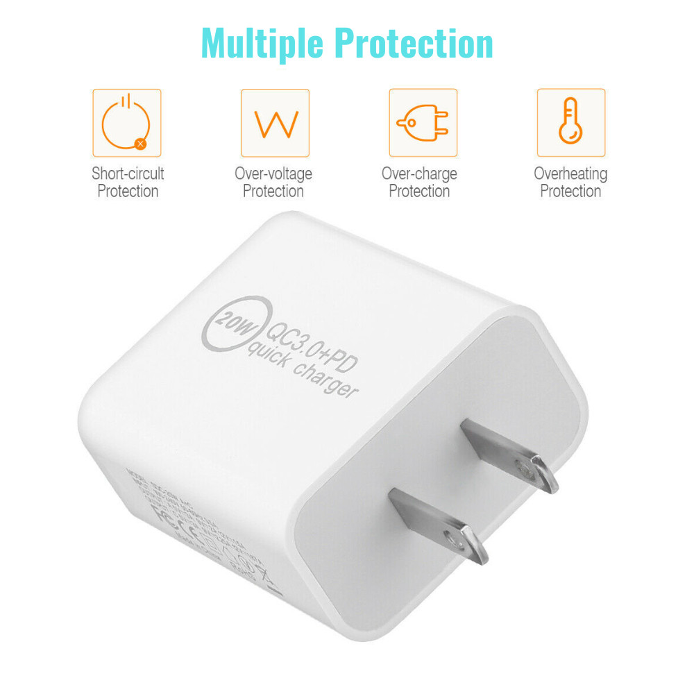 Universal Fast Charger 20W PD USB Type C Cable For Apple iPad iPhone Samsung Lot