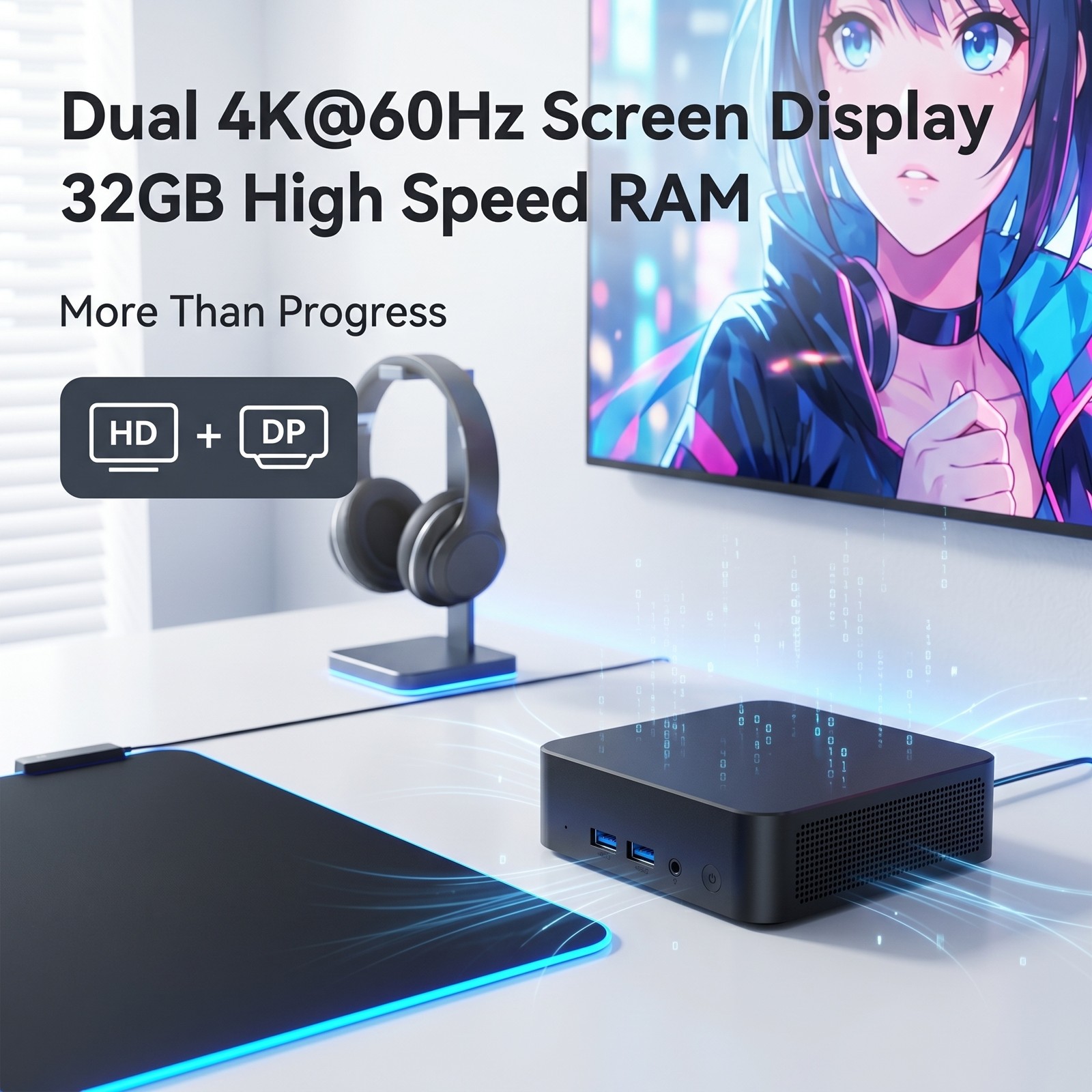 Mini PC Intel N150 3.6GHz Win11 16GB DDR4 Max 512GB SSD Triple Screen WiFi6 Home