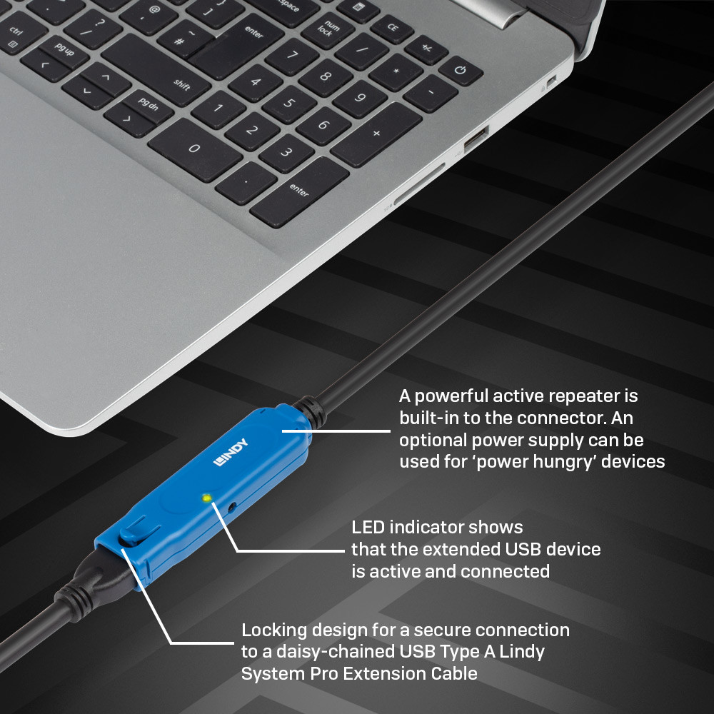 Lindy 43381 USB cable USB 3.2 Gen 1 (3.1 Gen 1) 8 m USB C USB A Black, Blue