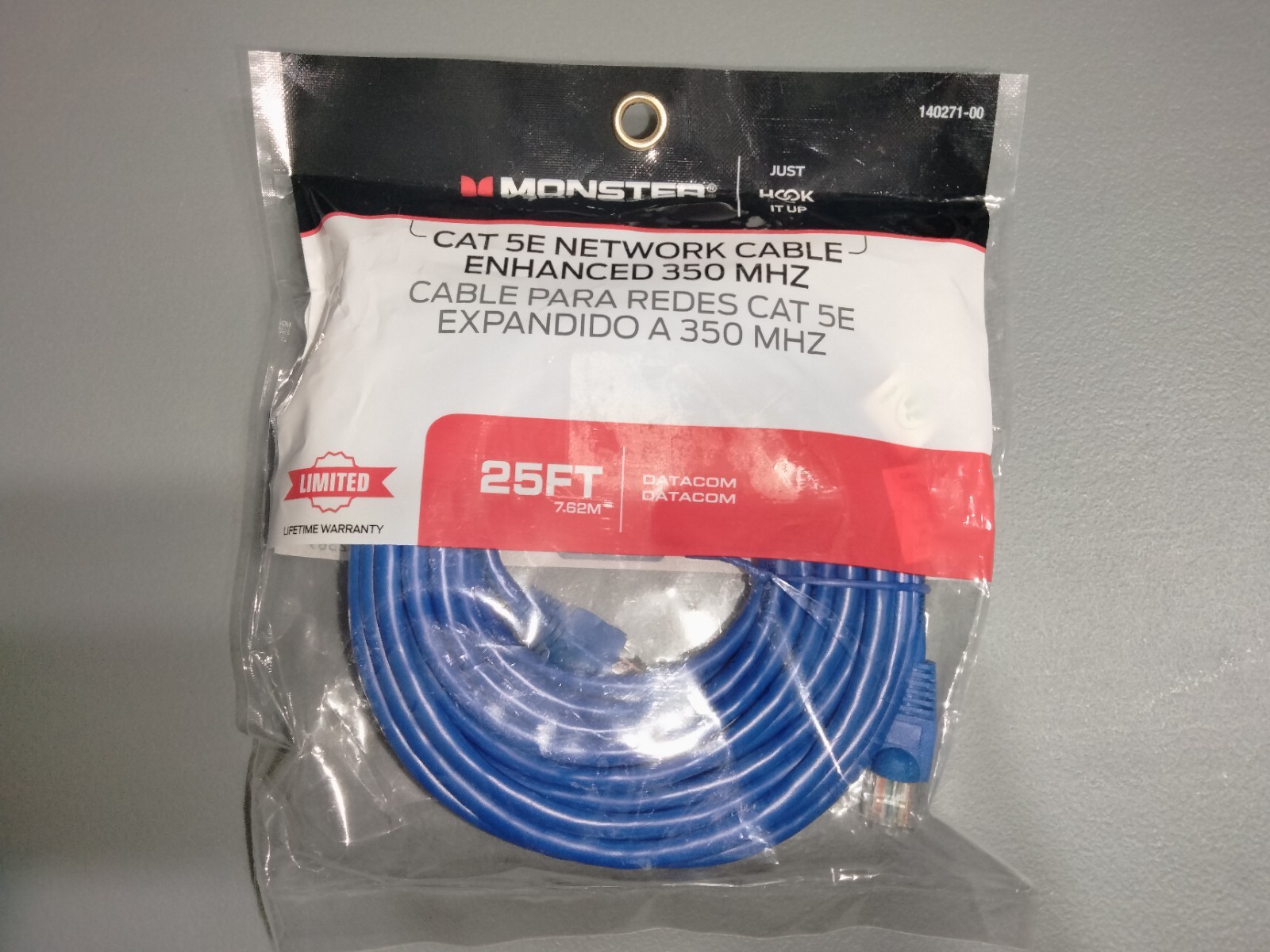 NEW Monster 140271-00 Just Hook It Up CAT 5E Network Cable 25′ Enhanced 350 MHZ
