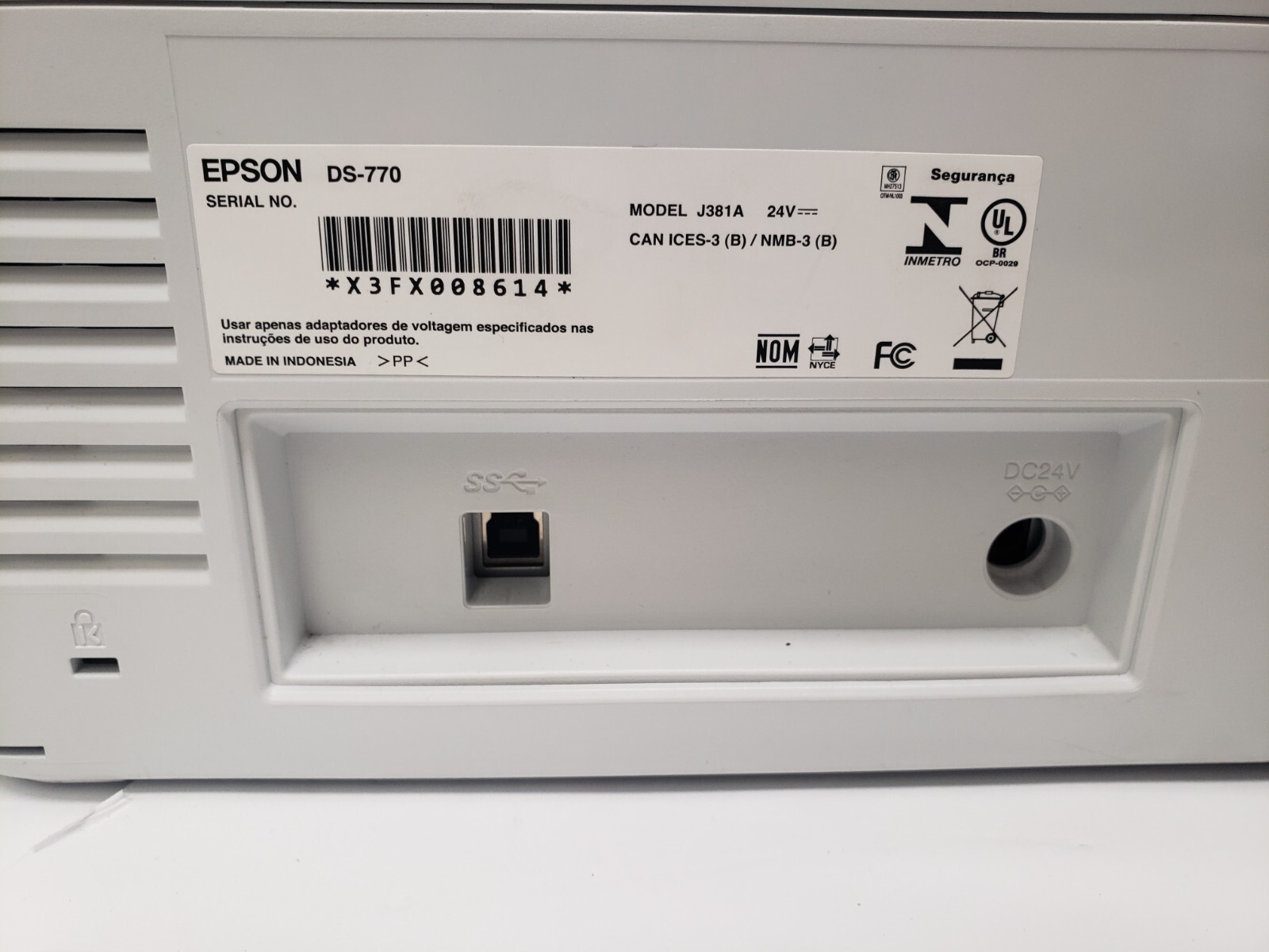 Epson DS-770 Color Duplex Document Scanner J381A / NO AC ADAPTER