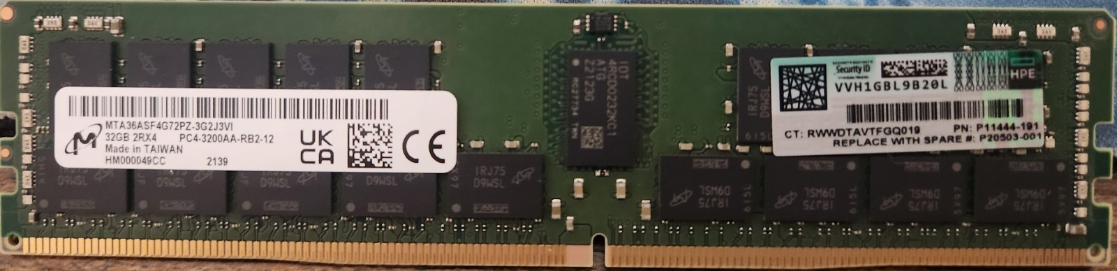 HPE P11444-191 , P20503-001 32GB Dual Rank PC4-25600 DDR4-3200Mhz Smart Memory