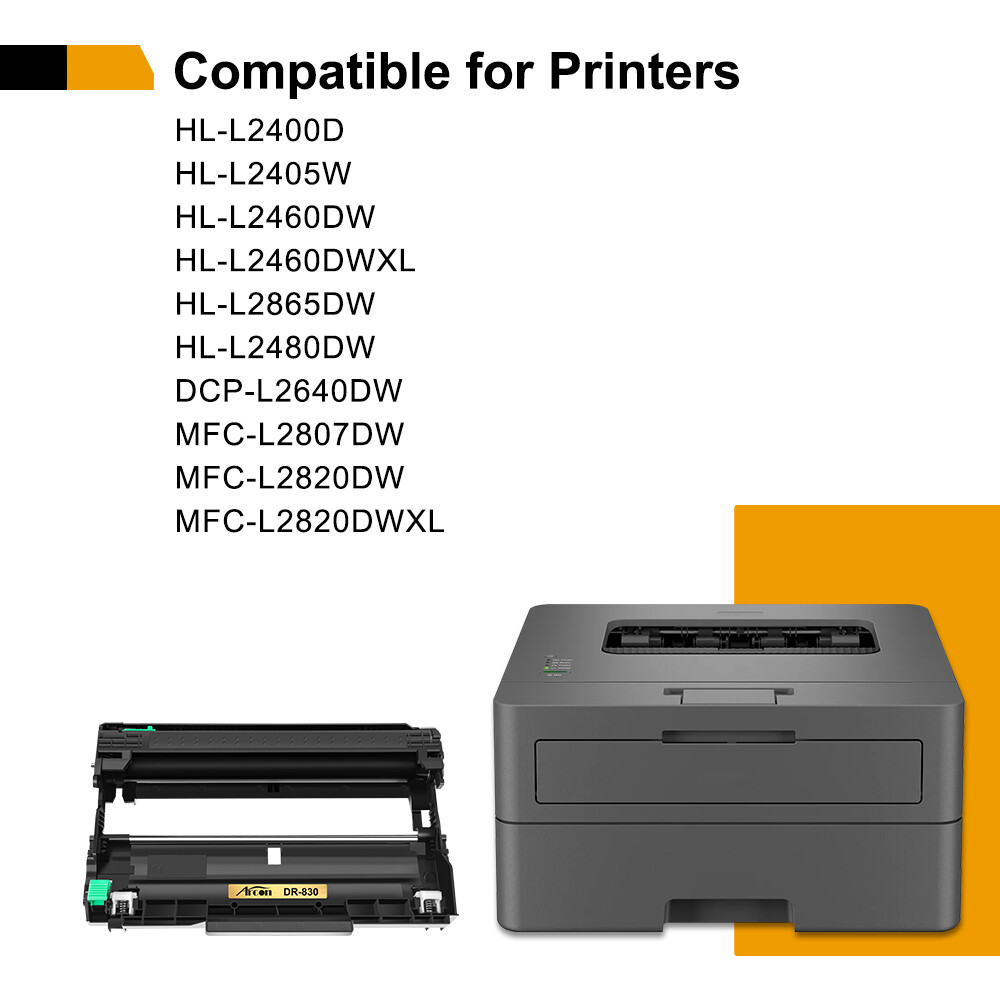 DR830 DR-830 Drum Unit for Brother MFC-L2760DW MFC-L2820DW L2980DW Printer 2Pack