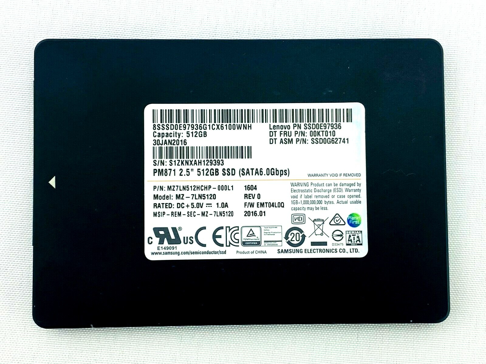 512GB Samsung PM871 Internal SSD MZ-7LN5120 Solid State Drive 2.5” SATA III