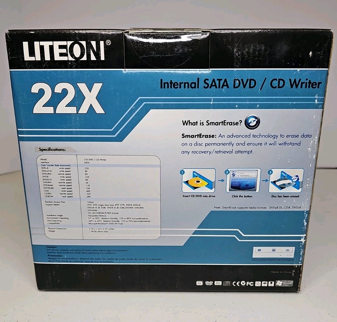 Liteon 22X Internal DVD/ CD Writer with Smart Erase