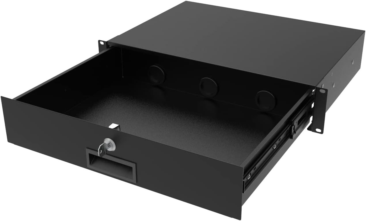 NEW 2U 19in Rack Mount Server Cabinet Lockable Drawer with Key 12.6in Depth