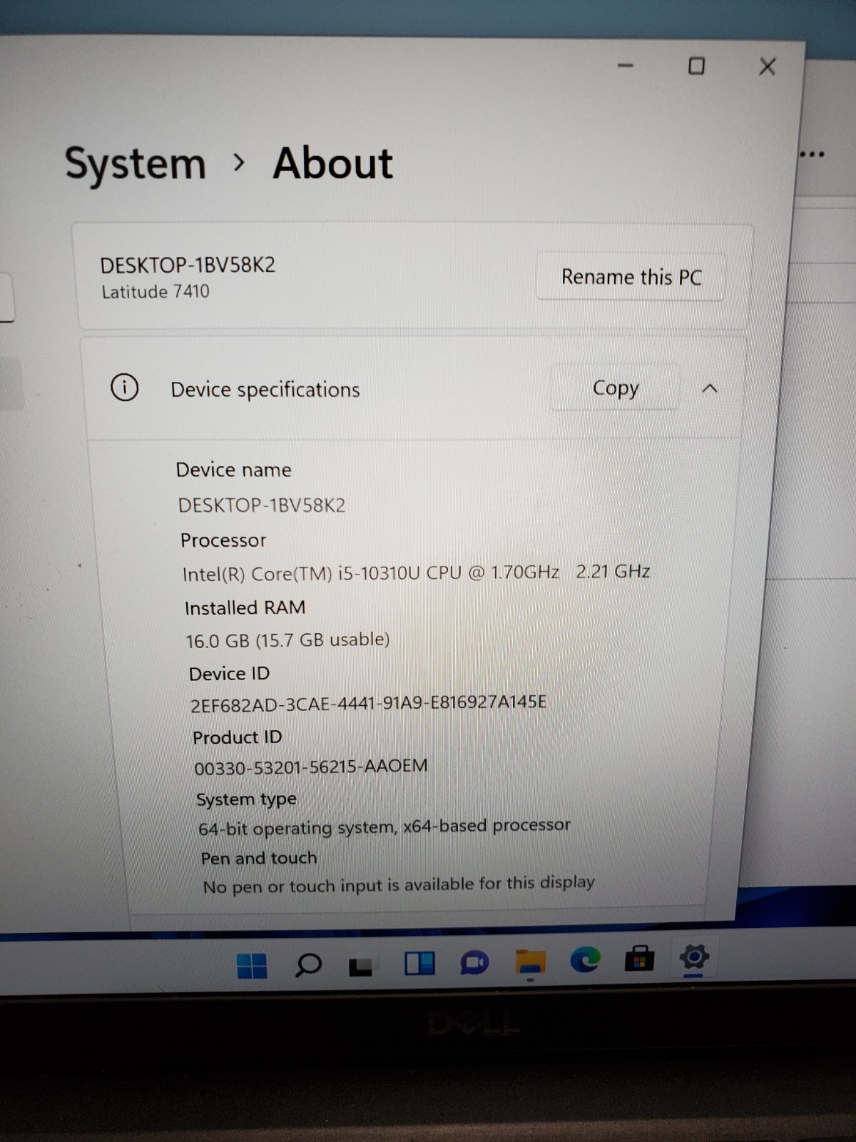 Dell Latitude 7410 14″ Laptop i5-10310U 1.7GHz 16GB RAM 256GB SSD Win11 #69