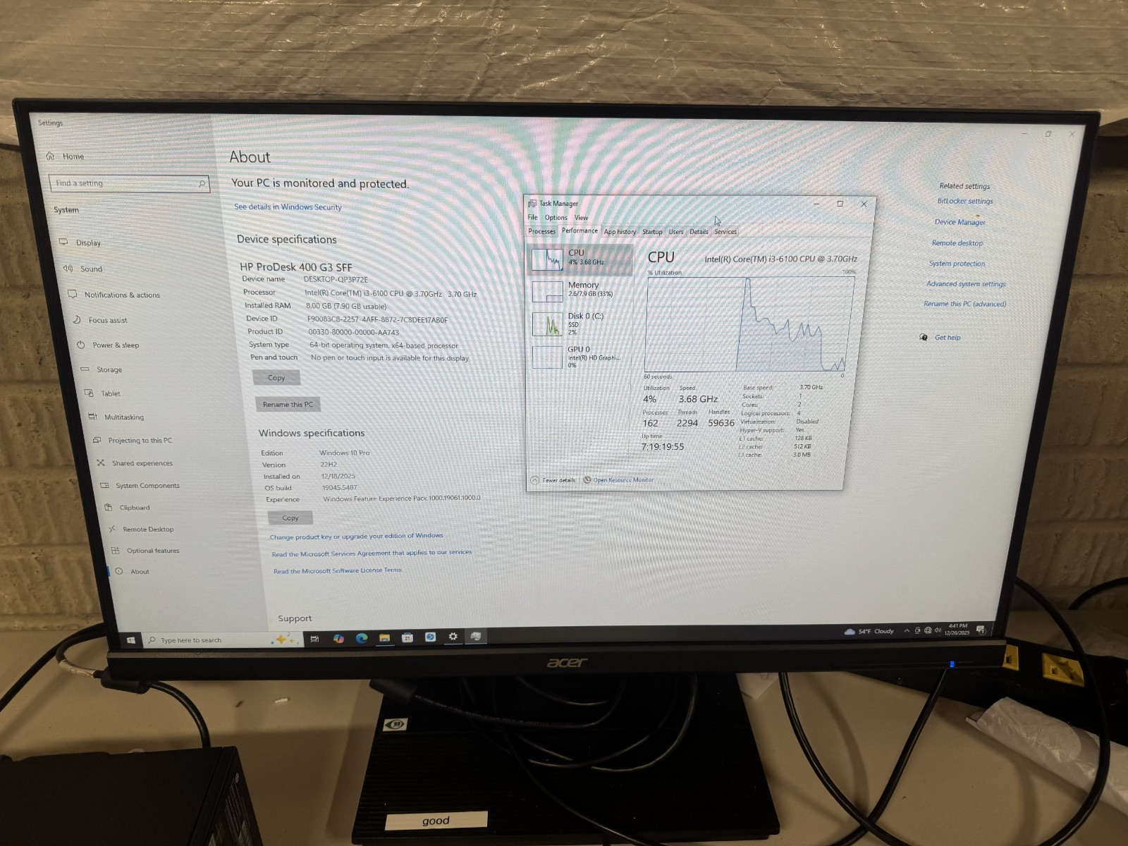 HP Prodesk 400 G3 i3-6100 8gbram 240gb ssd Windows 11