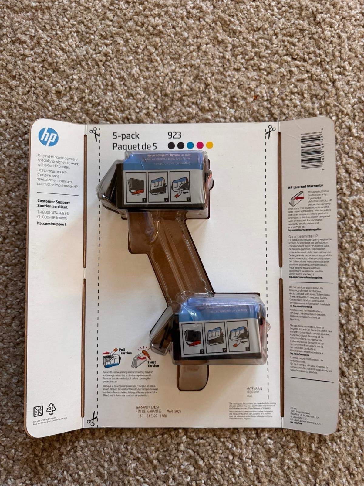 GENUINE HP 923 5-PACK 2 Black, Cyan, Magenta, Yellow Ink Cartridges Exp 11/2026