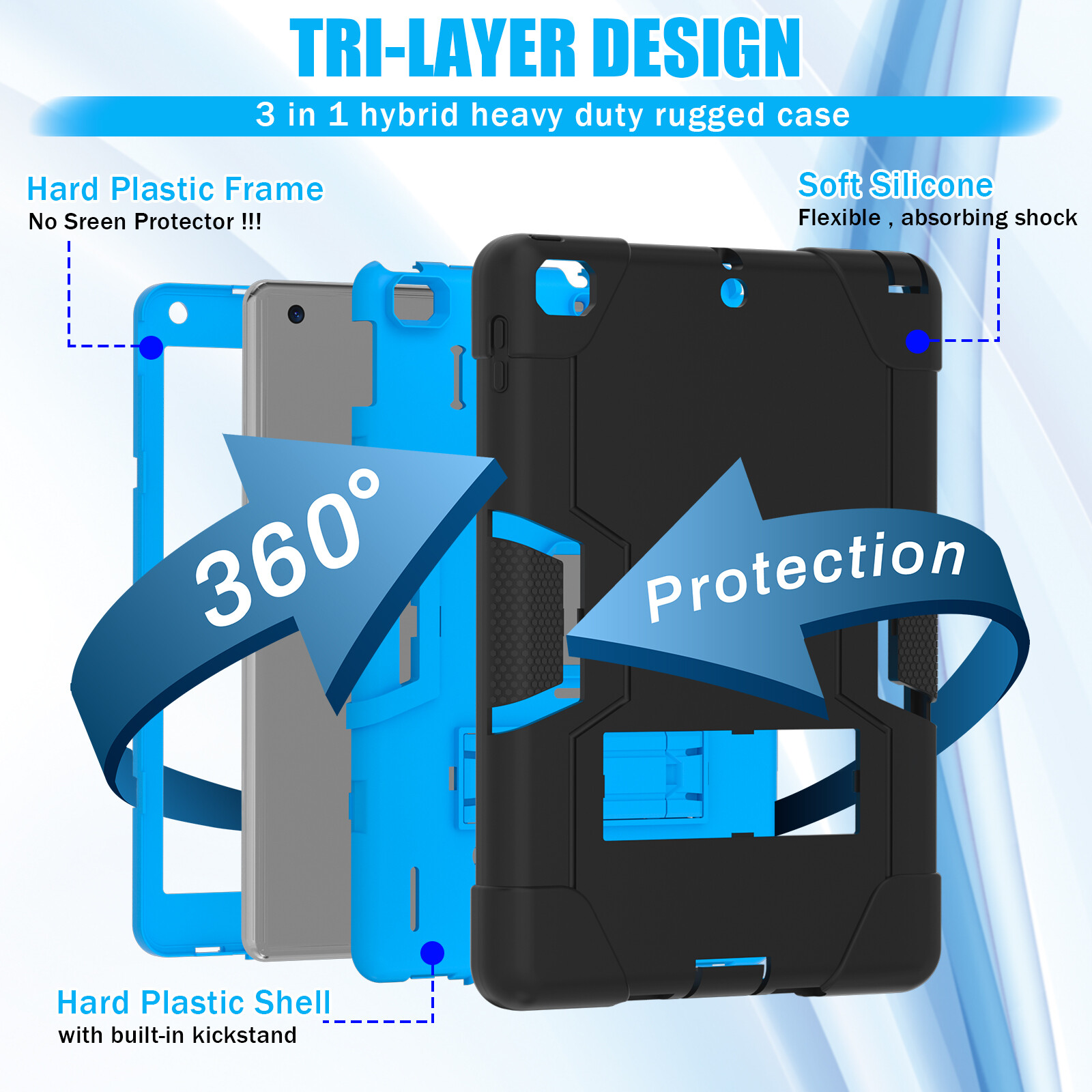 for iPad 2nd 3rd 4th 5th 6th 7th 9th Gen Shockproof Heavy Duty Case Stand Cover