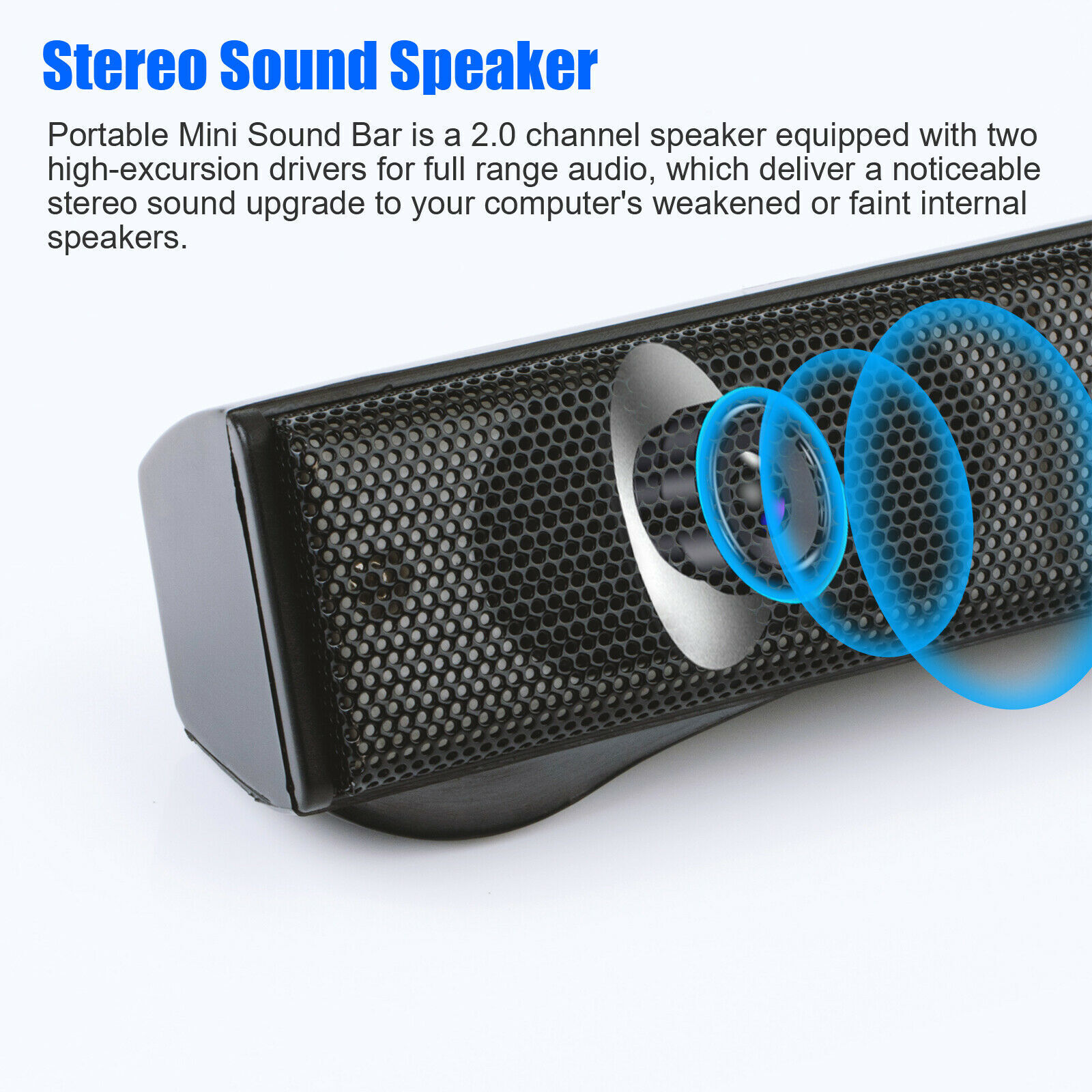 Wired USB Computer Speakers Stereo Sound Bar With Clip For PC laptop Desktop