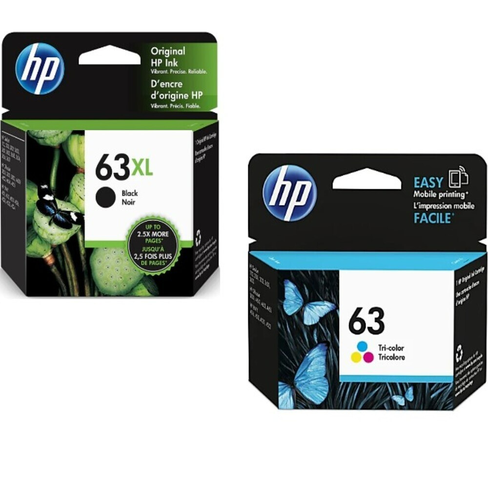 Genuine HP 63XL Black and 63 Tri-Color Ink Cartridge F6U64AN & F6U61AN
