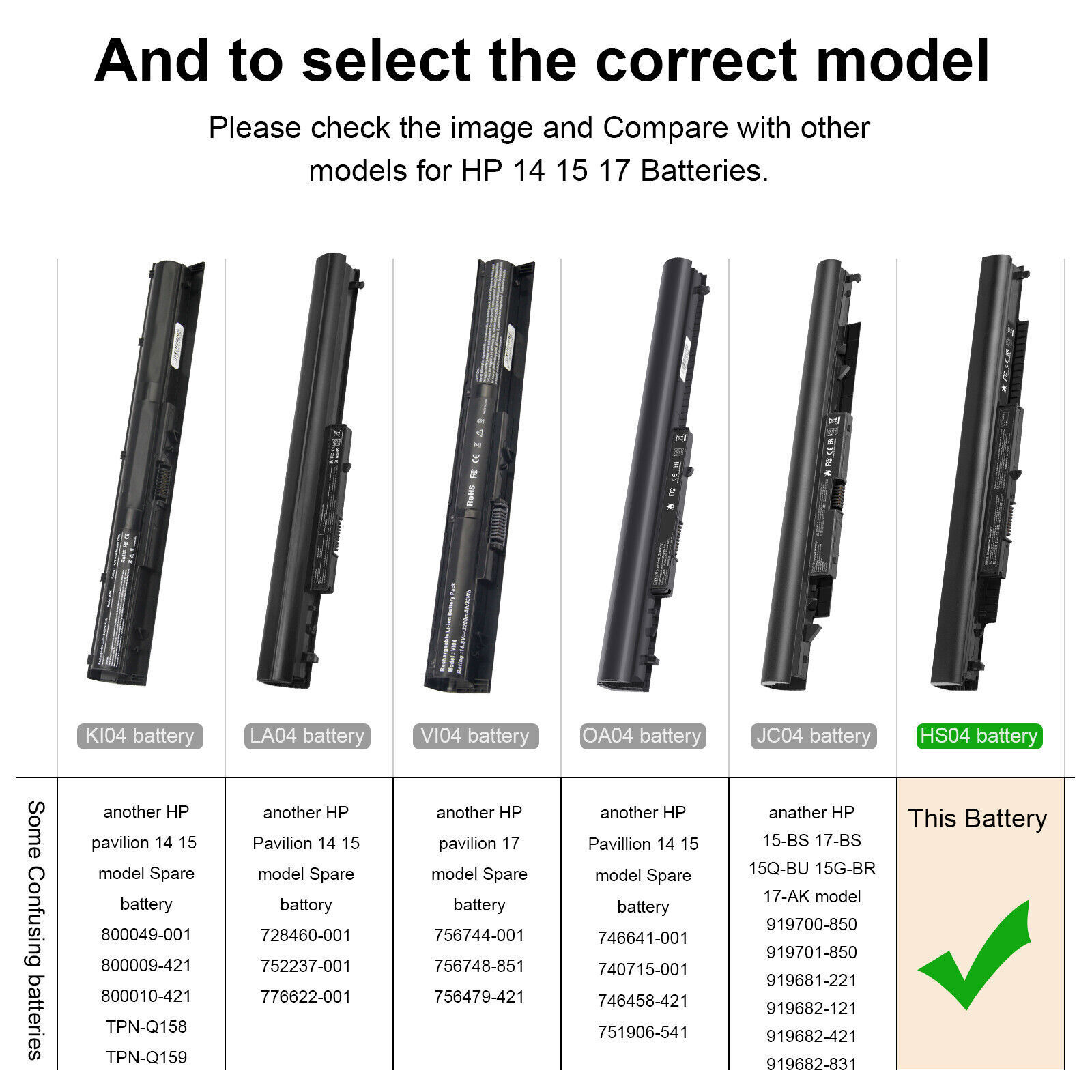 HS04 Battery for HP Spare HS03031 807957-001 807956-001 807612-421 2700mAh USPS