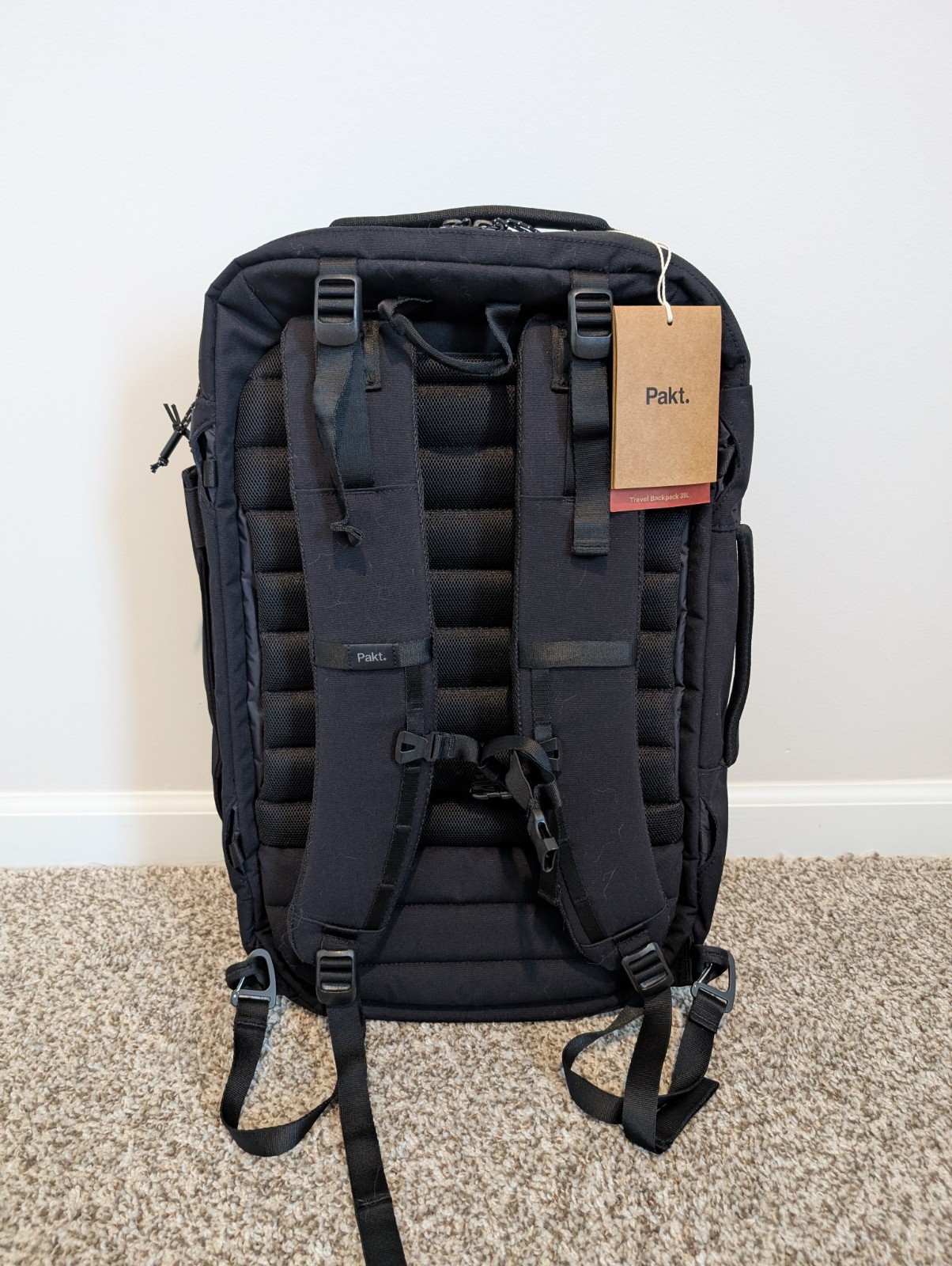Pakt Travel Backpack 35L Black Solid Padded Laptop Backpack Clamshell