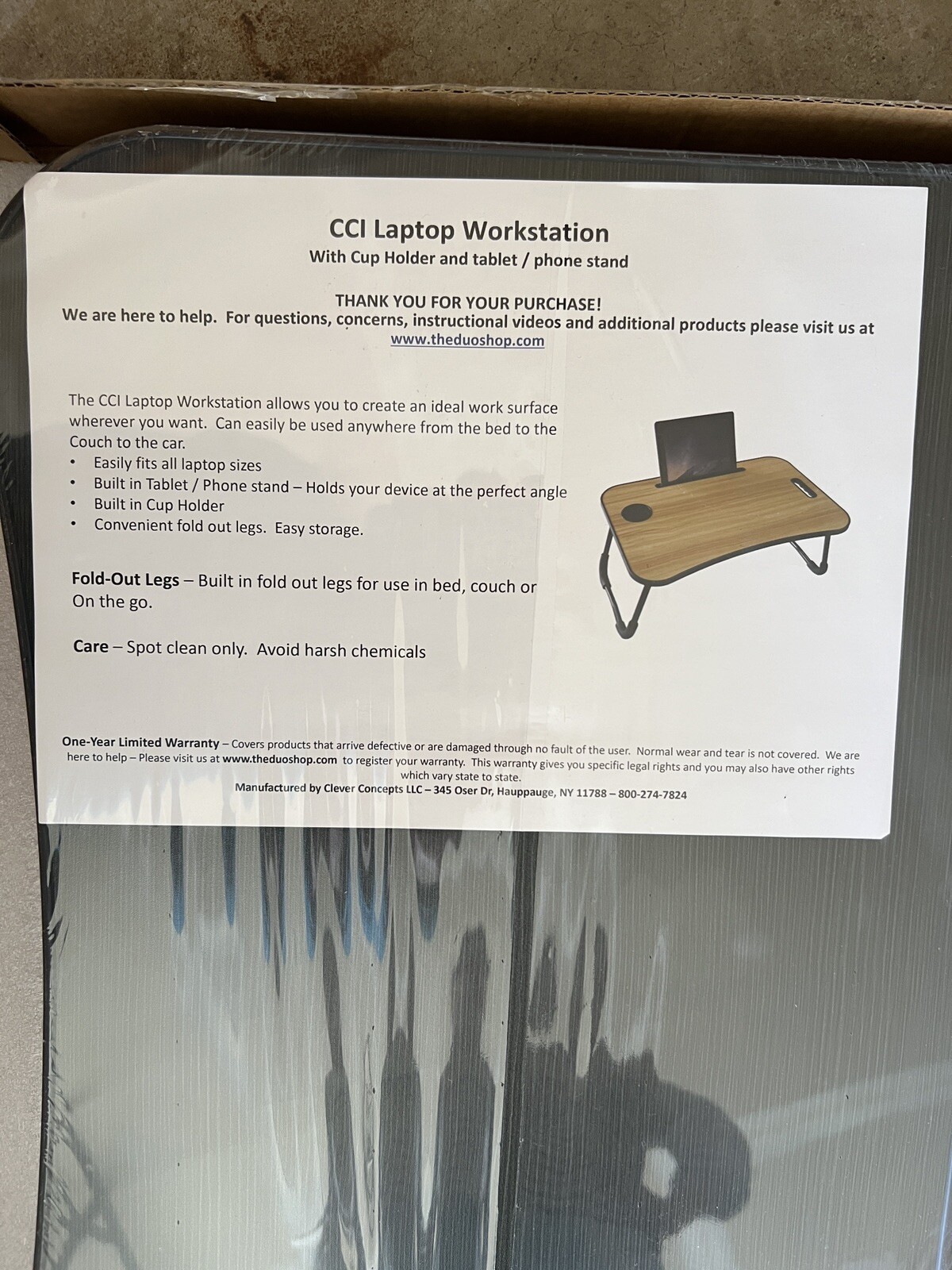 CCI Laptop Workstation With Cup Holder & Tablet/ Phone Stand Black NEW