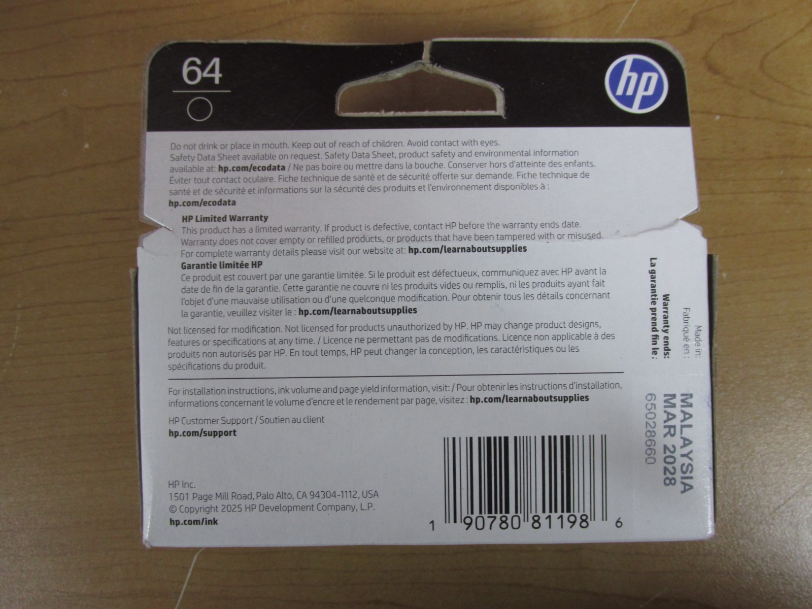 HP 64 Black Ink Cartridge N9J90AN Expires 9/28 **OEM**New**