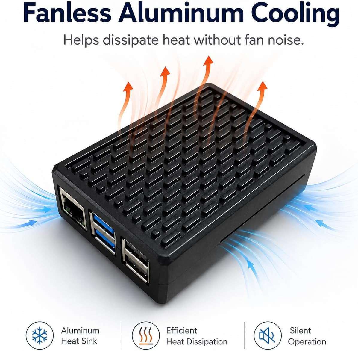 Aluminum Case for Raspberry Pi 5, Fanless Passive Cooling Metal Heatsink Case wi