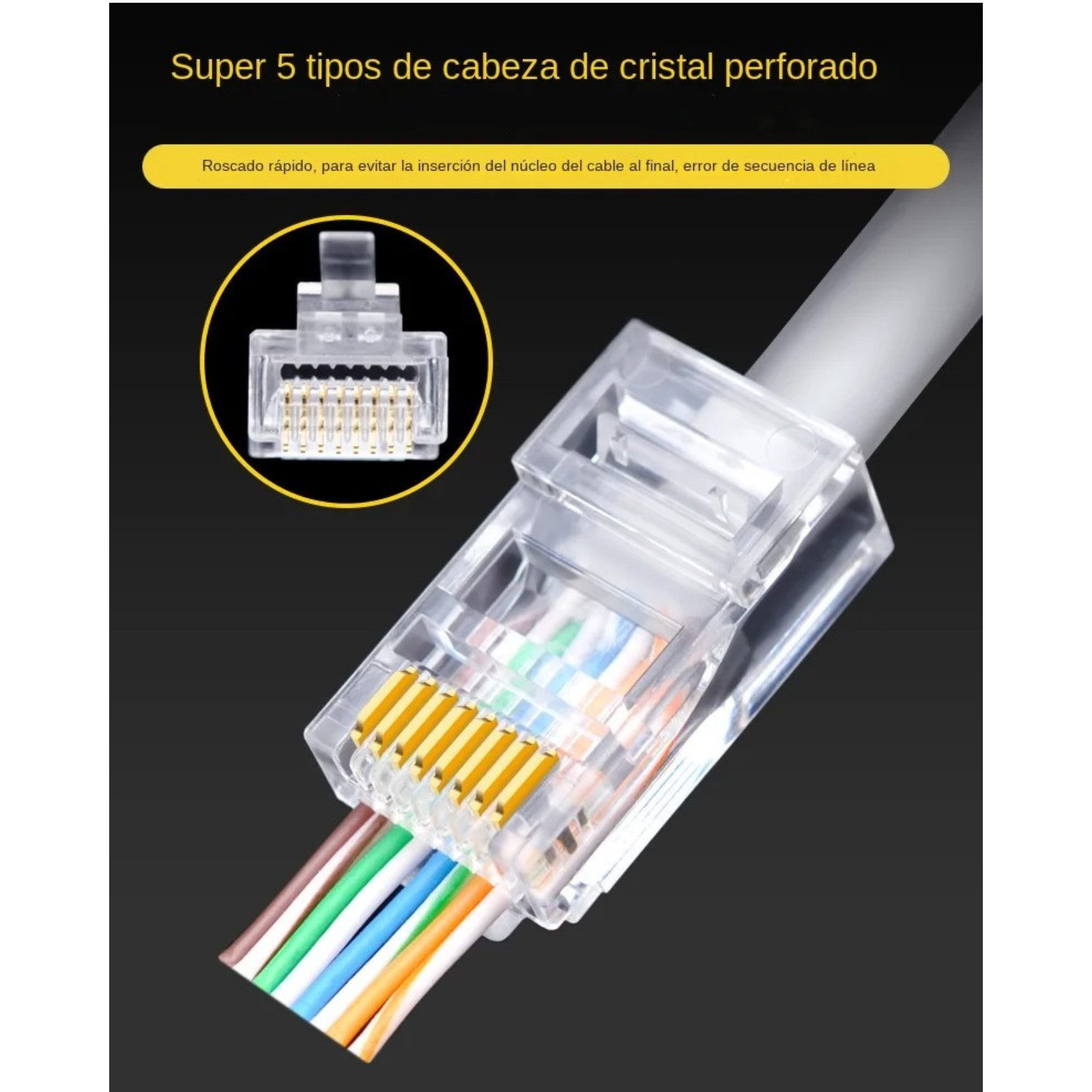 100pcs RJ45 Pass Through Modular Plug Network Cable Connector End 8P8C CAT6 CAT5