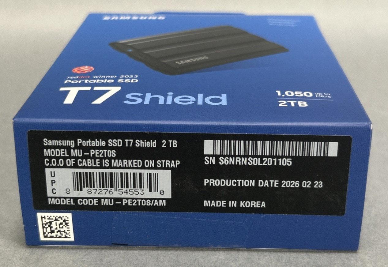 Samsung T7 Shield 2TB USB-C Portable External SSD – Black (MU-PE2T0S) (SEALED)