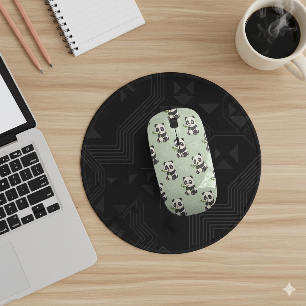 Pandas Bamboo Light Pattern, Optical Wireless Mouse, Desktop Laptop Mice