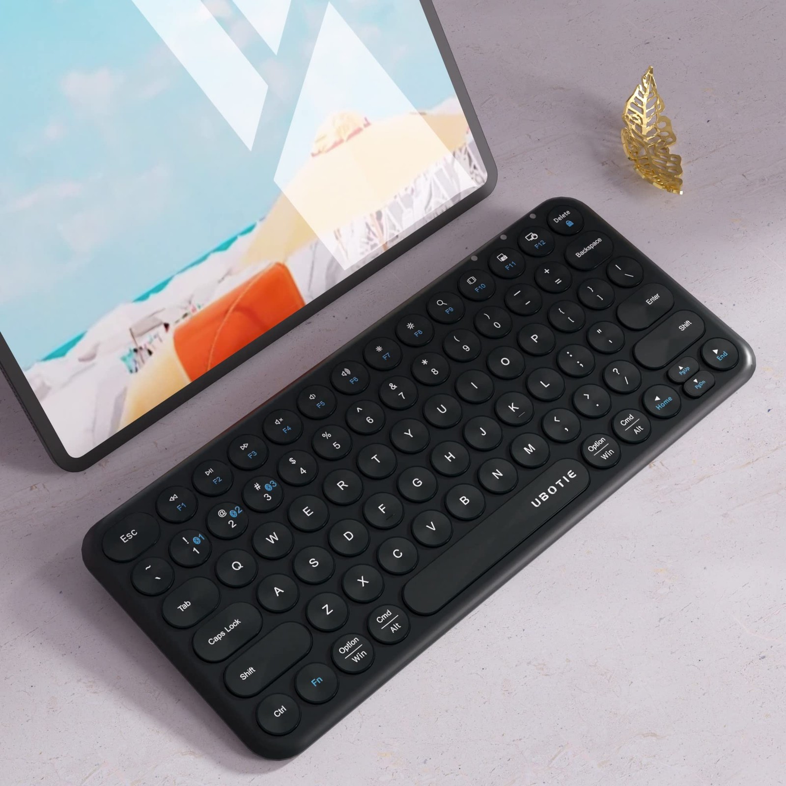 Portable Slim Bluetooth Keyboard Wireless 78 Keys Compact TKL Scissor Black