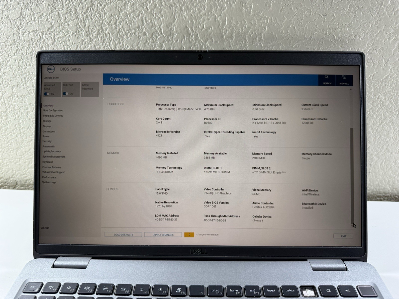 Dell 14″ Latitude 5440 Laptop i5-1345U 10-core 4GB Ram No SSD WiFi 6E No OS