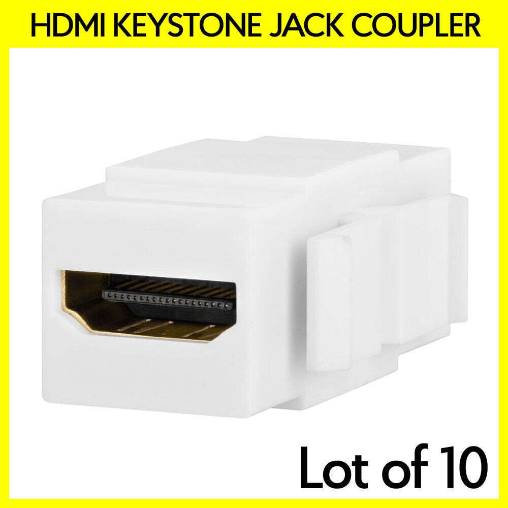 10 Pack HDMI 2.0 Female to Female Keystone Jack Snap-in Cable Coupler Wall Plate