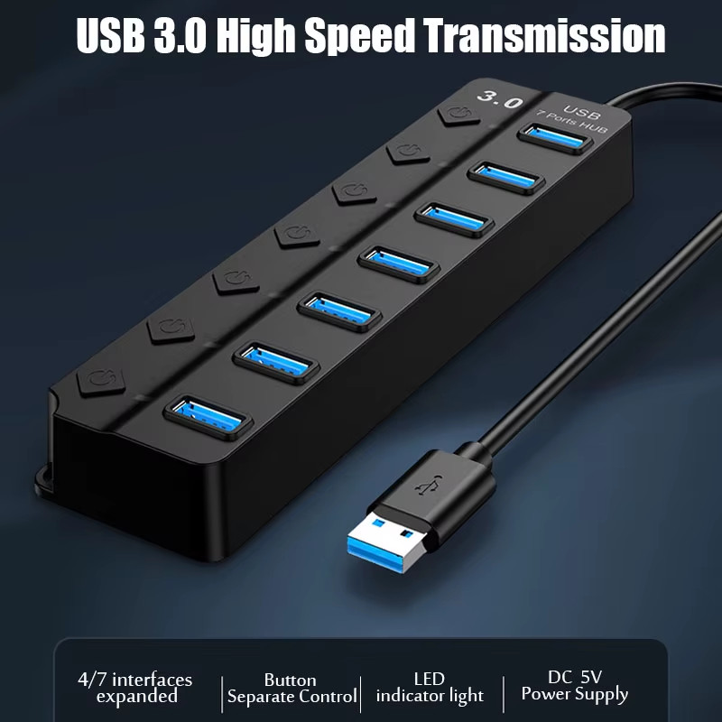 USB 3.0 Power Adapter 4/7 Port Multi USB Splitter Hub USB Hub 2.0 USB Multiple E