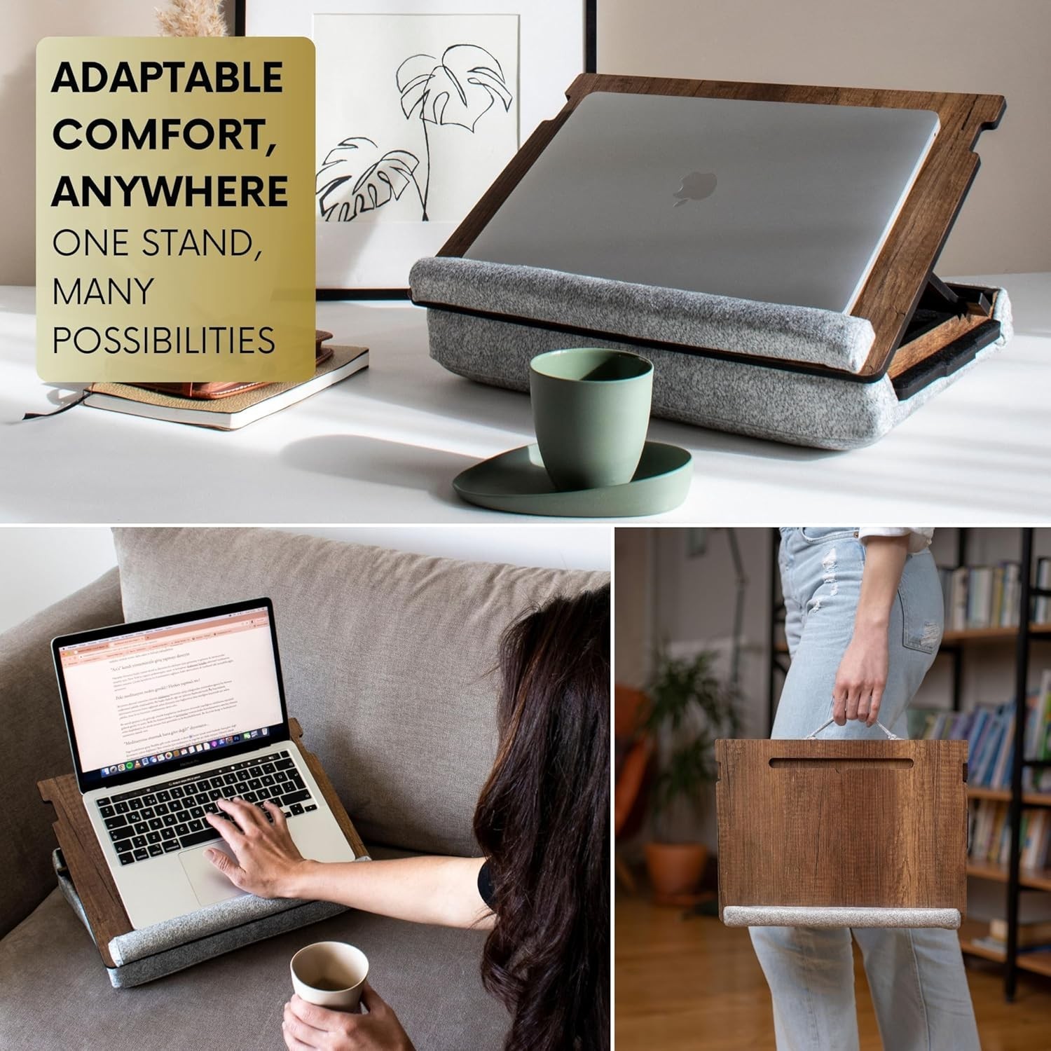 Multi-Functional Couch Laptop Desk – Adjustable Tray with Carry Handle & Comfort