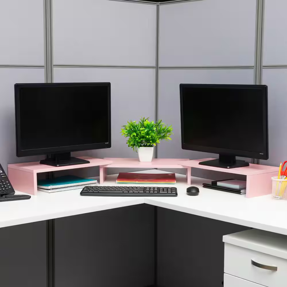 51.25 In. X 9.25 In. Wide Dual Monitor Stand, Desktop Organizer, Laptop Riser, M