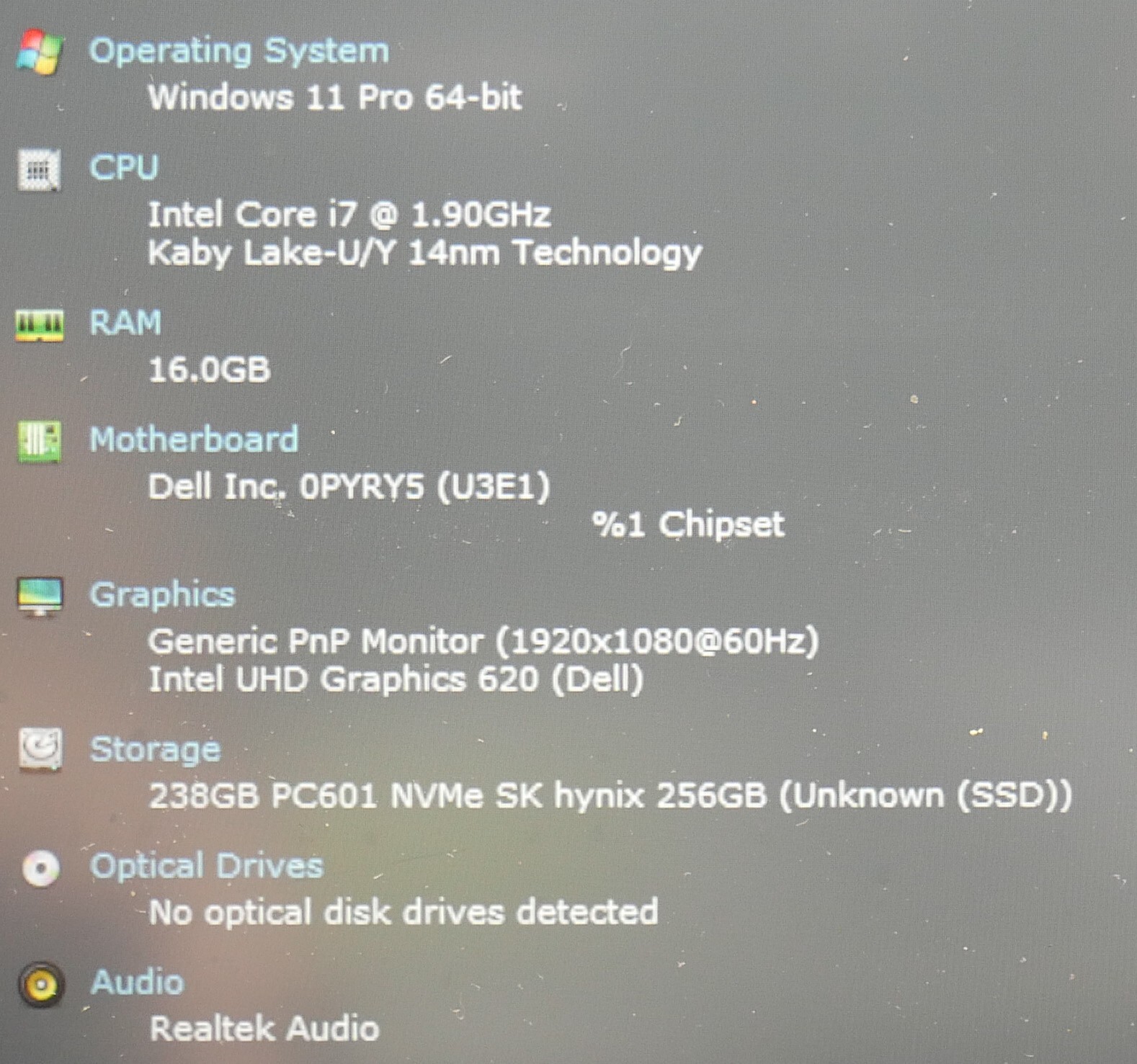 Dell Latitude 7300 Intel Core i7-8665U 256GB SSD 16GB Windows 11 Pro Camera