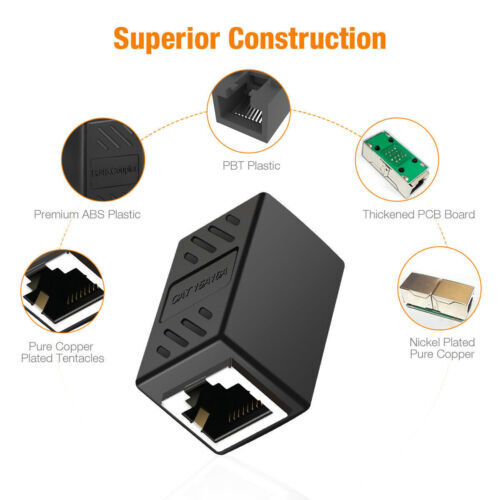 1-10pcs RJ45 Inline Coupler Cat6/Cat5e Ethernet Network Cable Extender Connector