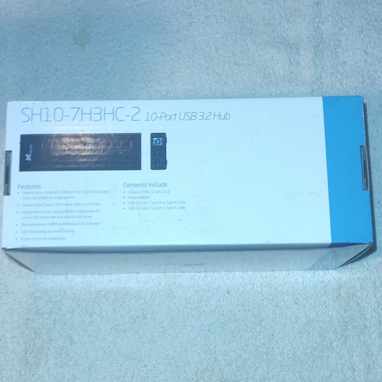SH10-7H3HC-2 Powered 10-Port USB 3.2 Hub USB-C Male Input Black 1:10