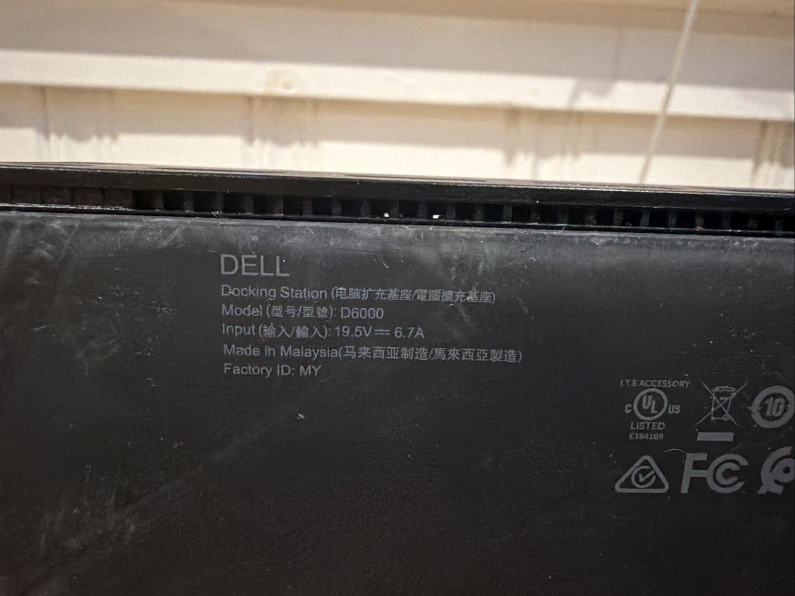 Dell D6000 Docking Station USB-C HDMI RJ45 DisplayLink 130W AC Adapter Black