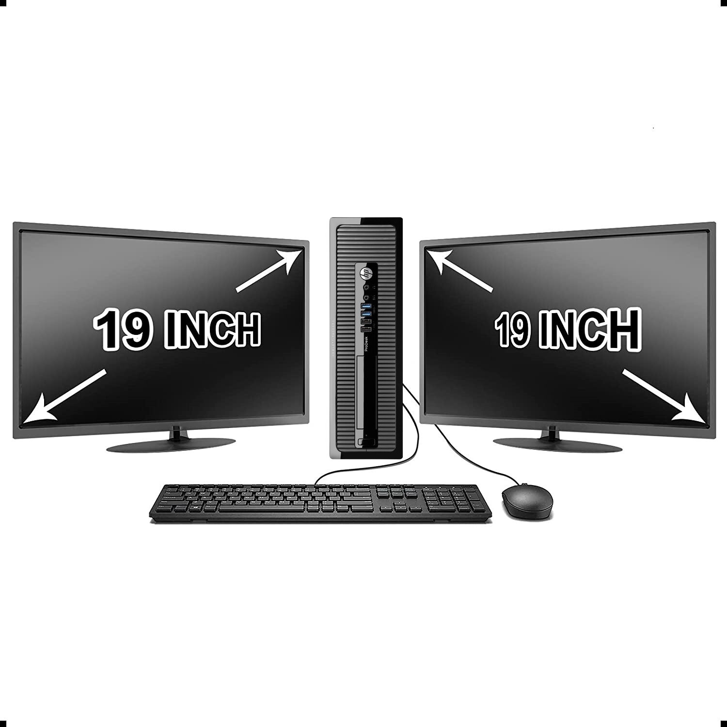 hp or Dell Desktop PC Computer Dual Core 8GB RAM DUAL 19″ LCDs WiFi Windows 10
