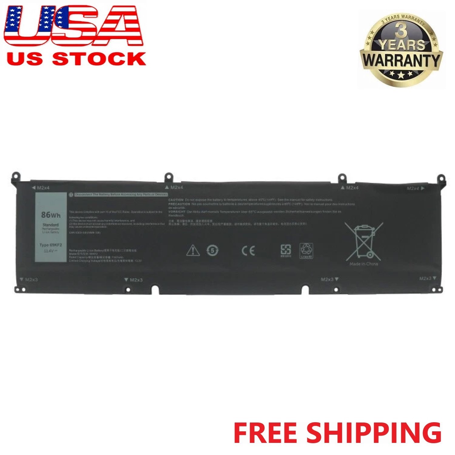 ✅86Wh 69KF2 Battery For Dell Alienware M15 M17 R3 XPS 15 9500 8FCTC 70N2F NEW
