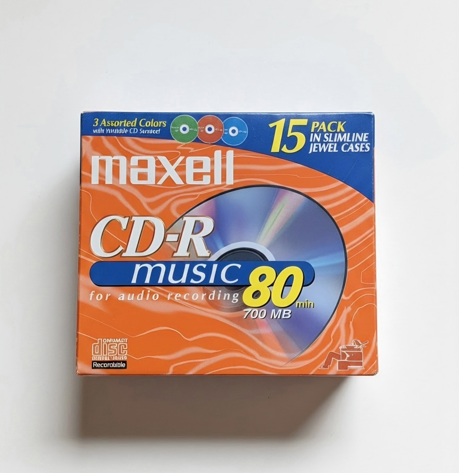 Maxell CD-R Music 80 Min 700MB 15 Pack Slimline Jewel Cases New Blank Discs