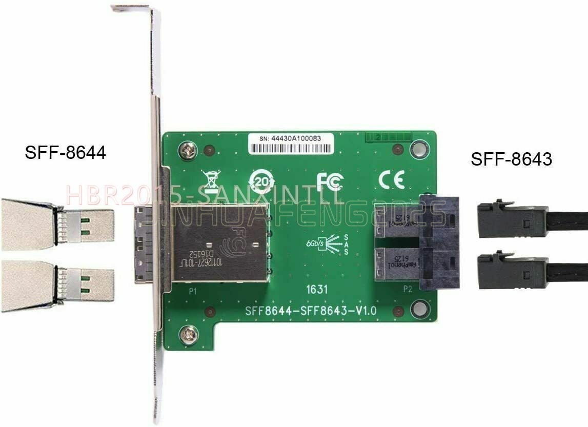 4-Ports Mini SAS HD SFF-8644 to Internal SAS HD SFF-8643 PCBA Female Adapter
