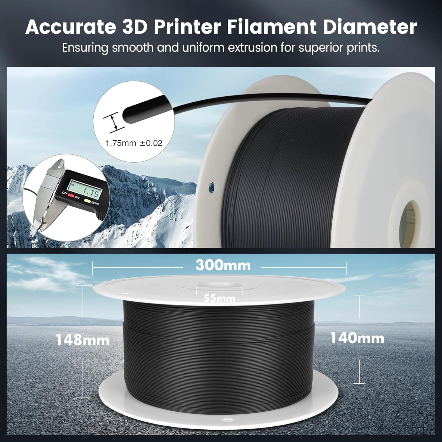 SUNLU 3D Printer Filament PETG PLA PLA+ ABS 5KG Spool 1.75mm Vacuunm Sealed