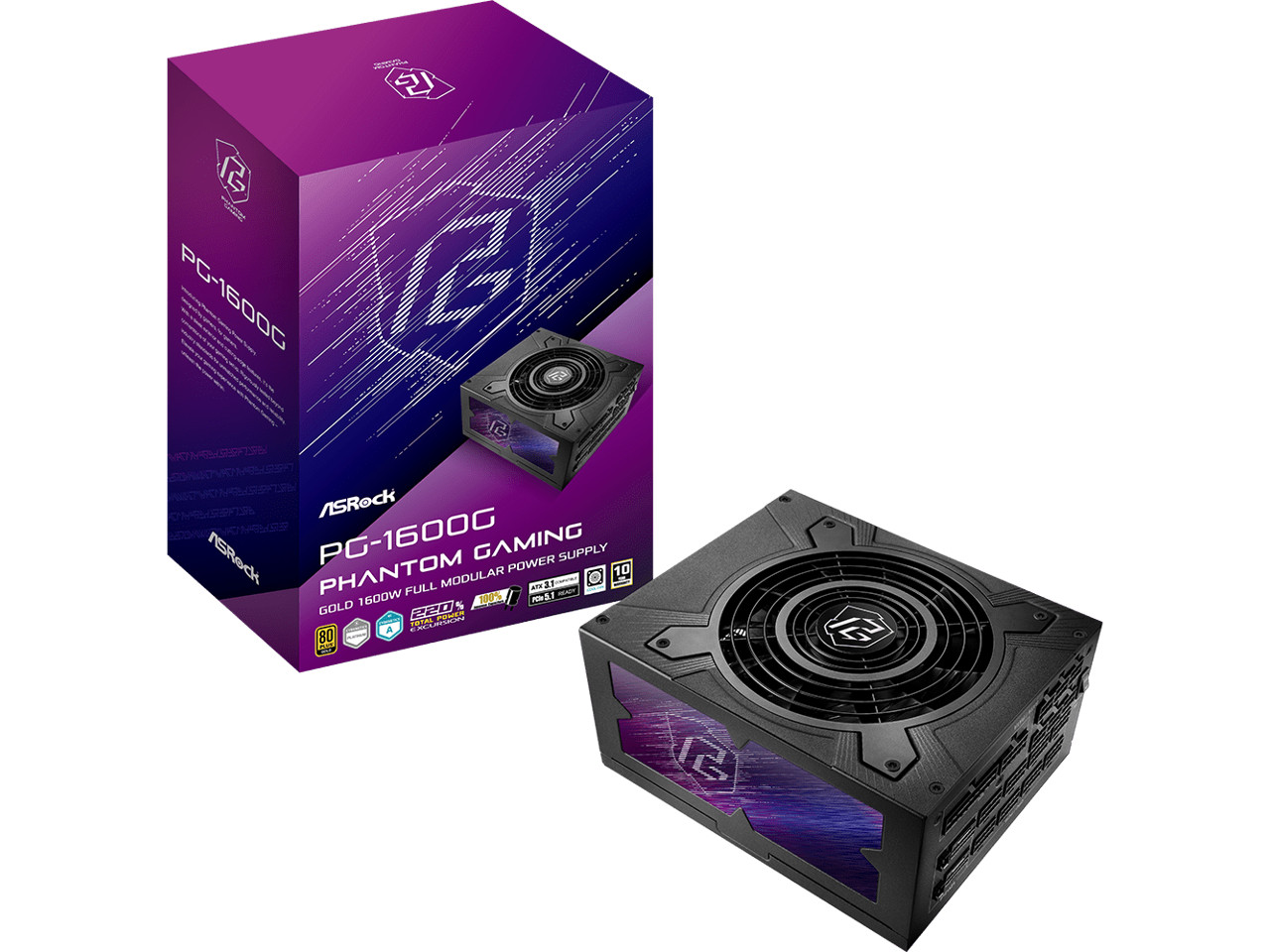 ASRock PG-1600G 1600 W ATX3.1 & PCIe5.1 80 PLUS GOLD Certified Full Modular Powe